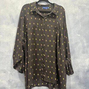 APT.9 Black blouse with print size 4X